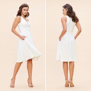 Dress the Population Catalina Fit & Flare Dress in Off White